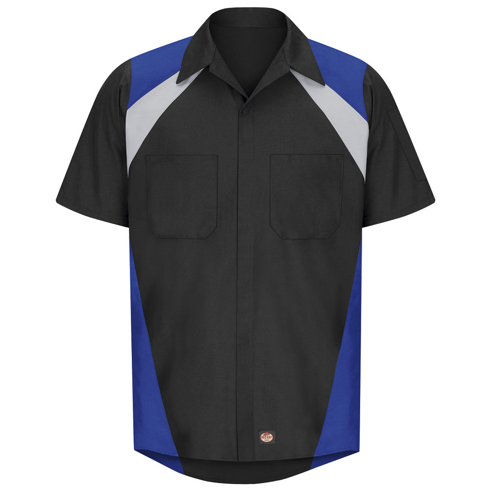 Red Kap Tri-Color Short Sleeve Shop Shirt SY28 - Royal / Black-eSafety Supplies, Inc