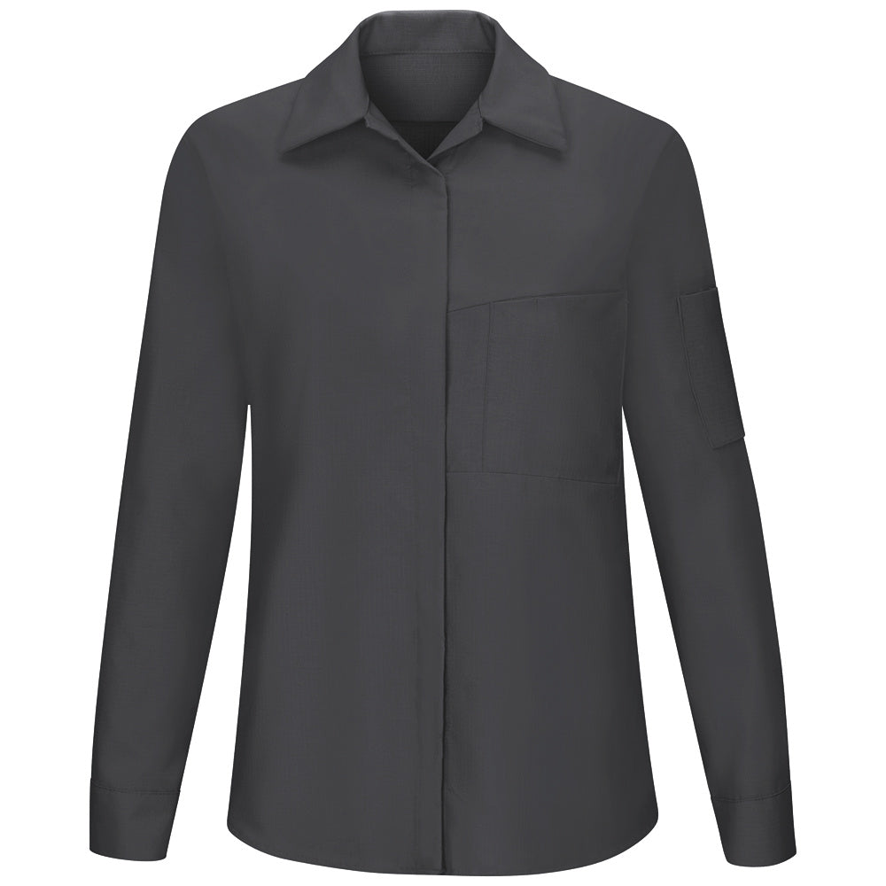 Red Kap Women's Performance Plus Shop Shirt with OIL BLOK Technology Long Sleeve SY31 - Charcoal with Yellow Mesh-eSafety Supplies, Inc