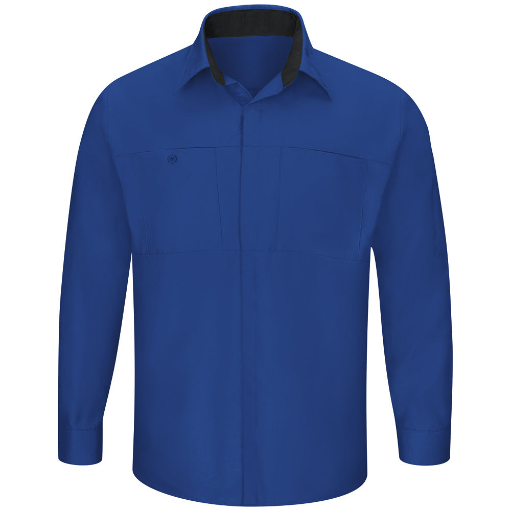 Red Kap Men's Performance Plus Shop Shirt with OIL BLOK Technology Long Sleeve SY32 - Royal Blue with Black Mesh-eSafety Supplies, Inc