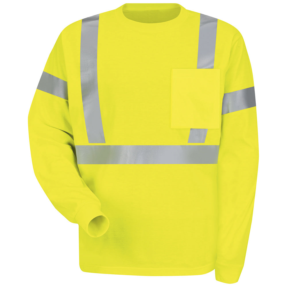 Red Kap Hi-Visibility Long Sleeve T-Shirt SYK2 - Fluorescent Yellow / Green-eSafety Supplies, Inc