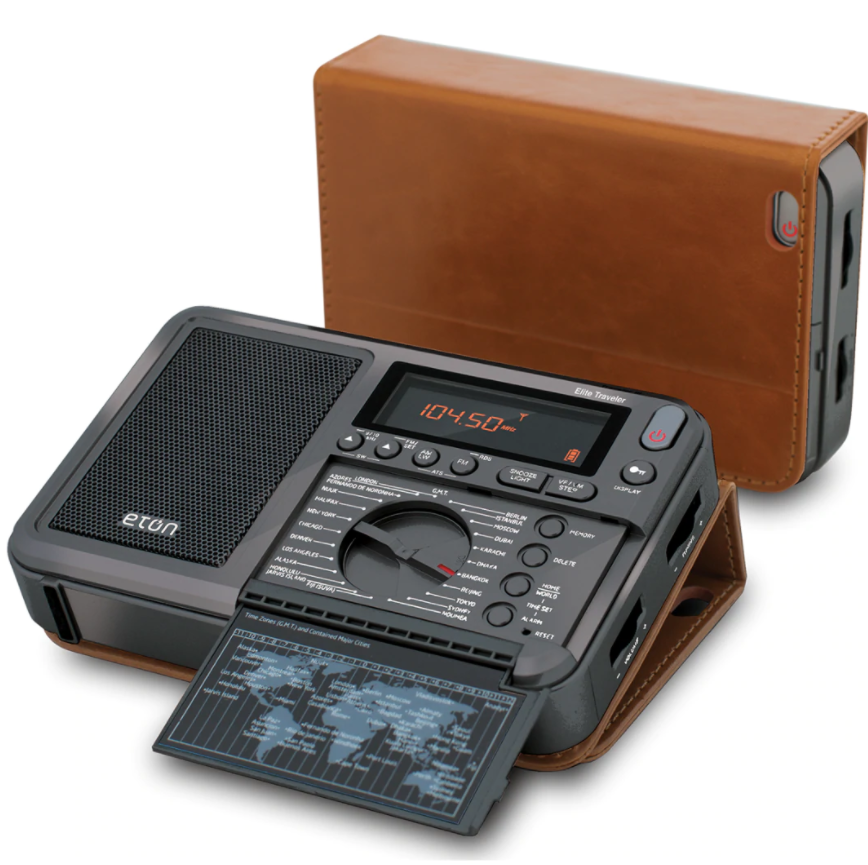 Eton Elite Traveler AM/FM/LW/Shortwave Radio with RDS & Custom Leather Carry Cover-eSafety Supplies, Inc