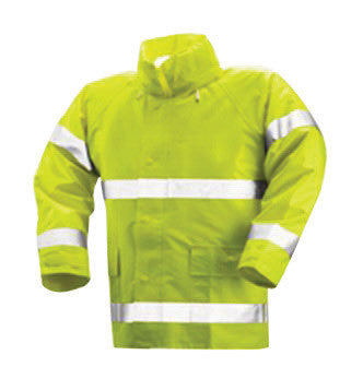 Tingley Medium 30" Fluorescent Yellow/Green Comfort-Brite 14 mil PVC And Polyester Class 3 Level 2 Flame Resistant Rain Jacket With Storm Fly Front And Zipper Closure, Riveted-eSafety Supplies, Inc