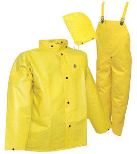 Tingley Large Yellow DuraScrim 10.5 mil PVC And Polyester 3 Piece Rain Suit With Storm Fly Front Closure