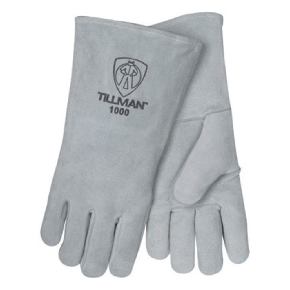 Tillman Large Pearl Gray Shoulder Split Cowhide Leather Stick Welders Gloves With Cotton Thread Locking Stitch (Carded)-eSafety Supplies, Inc