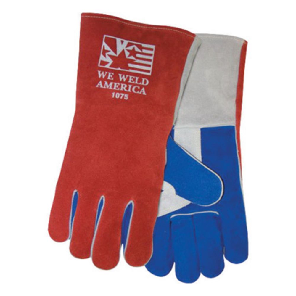 Tillman Large Red, Blue And White Side Split Cowhide Leather Stick Welders Gloves With Kevlar Thread Locking Stitch-eSafety Supplies, Inc