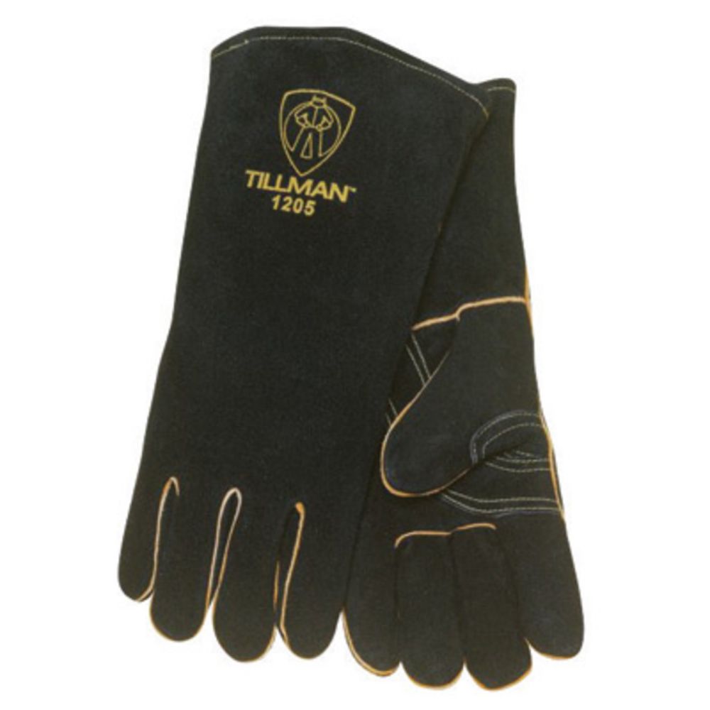 Tillman Large Black And Yellow Leather Stick Welders Gloves With Welted Fingers And Kevlar Thread Locking Stitch (Carded)-eSafety Supplies, Inc