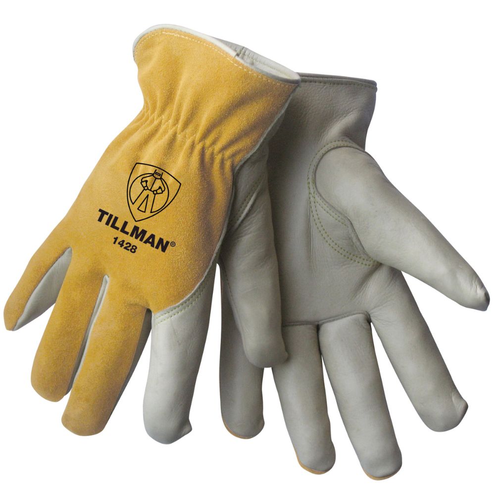 Tillman Pearl And Bourbon Split Grain/Top Grain Cowhide Leather Drivers Gloves With DuPont Kevlar Stitching-eSafety Supplies, Inc