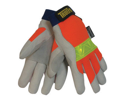 Tillman X-Large Hi-Viz Orange And Gray TrueFit Top Grain Pigskin Thinsulate Lined Cold Weather Gloves With Reinforced Thumb, Elastic Cuff, Hook And Loop Closure, Rough Side Out Double-eSafety Supplies, Inc