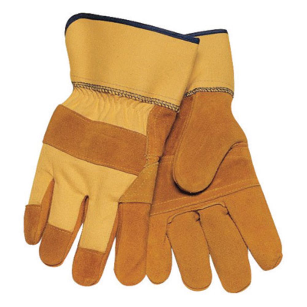Tillman Large Bourbon Brown And Yellow Cowhide Leather Palm Gloves With Rubberized Safety Cuff, Knuckle Strap (Bulk)-eSafety Supplies, Inc