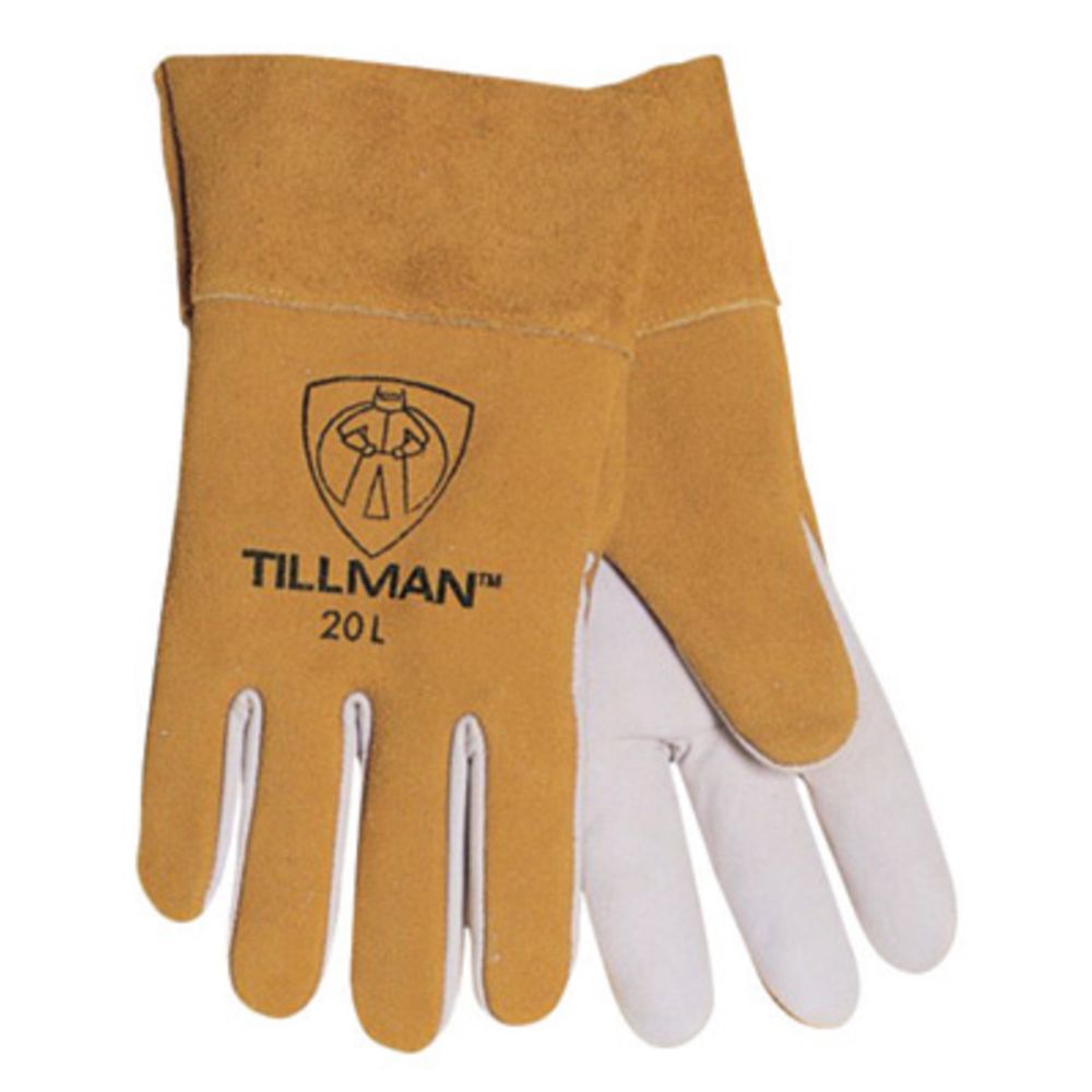 Tillman Large Bourbon Brown Top Grain Kidskin Standard Grade TIG Welders Gloves With Straight Thumb, 2" Cuff And Kevlar Lock Stitching-eSafety Supplies, Inc
