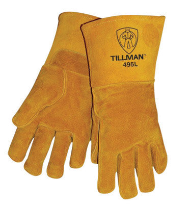 Tillman Large 14" Brown Reverse Grain Pigskin Cotton/Foam Premium Grade Stick Welders Gloves With Welted Finger And Kevlar Lock Stitching-eSafety Supplies, Inc