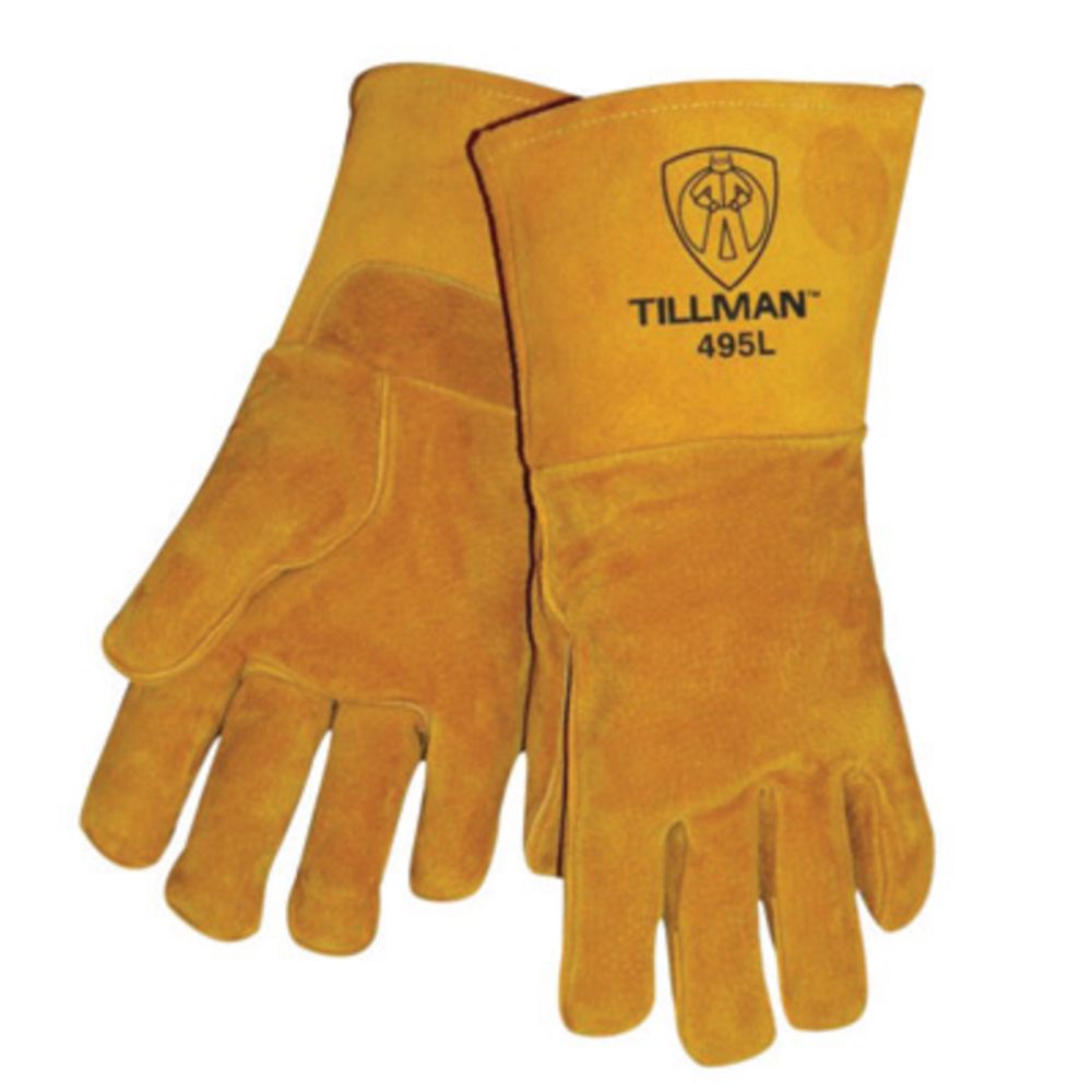 Tillman Small Gold Leather Stick Welders Gloves With Kevlar Thread Locking Stitch (Carded)-eSafety Supplies, Inc