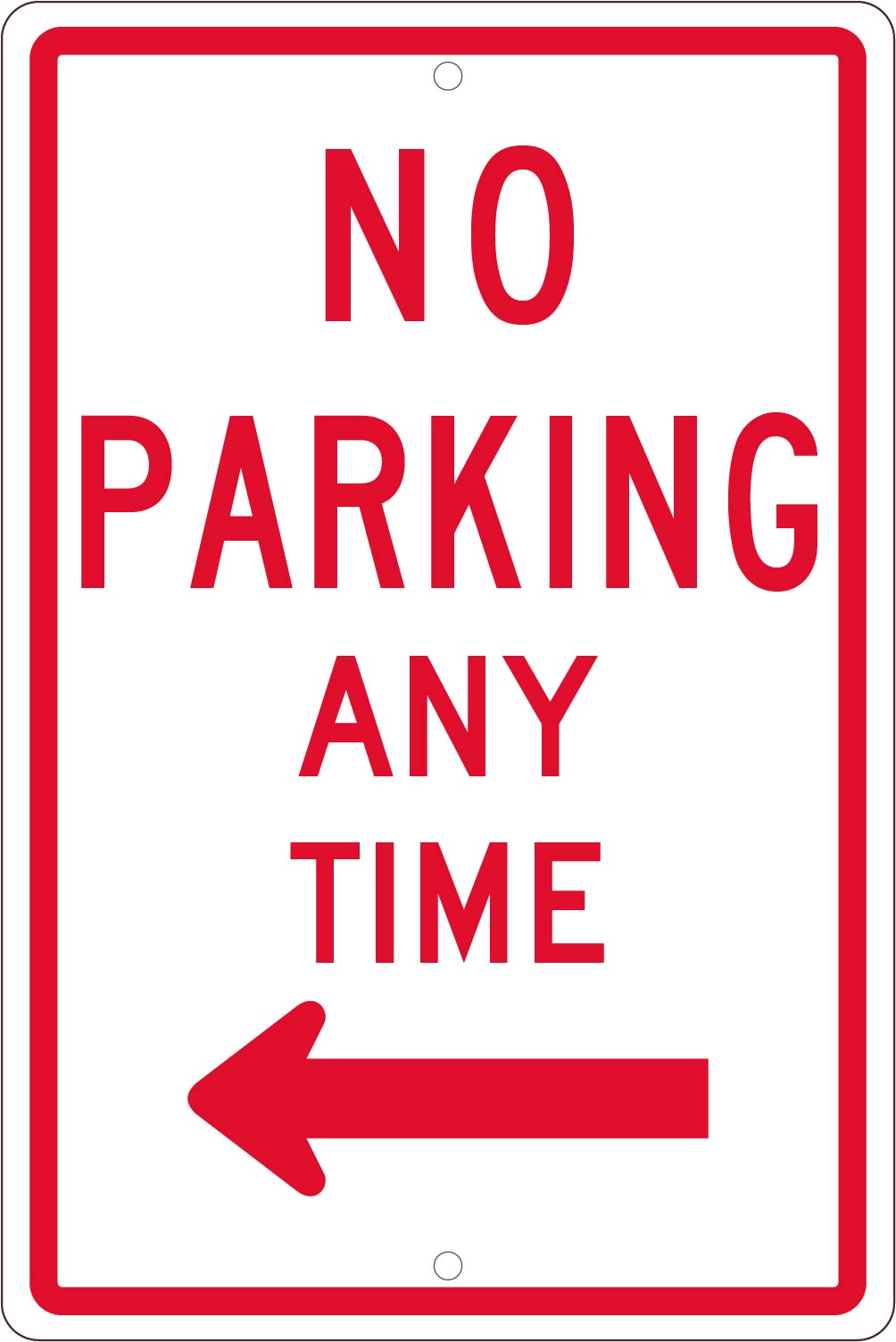 No Parking Any Time (W/ Left Arrow), 18X12, .063 Alum - TM015H-eSafety Supplies, Inc
