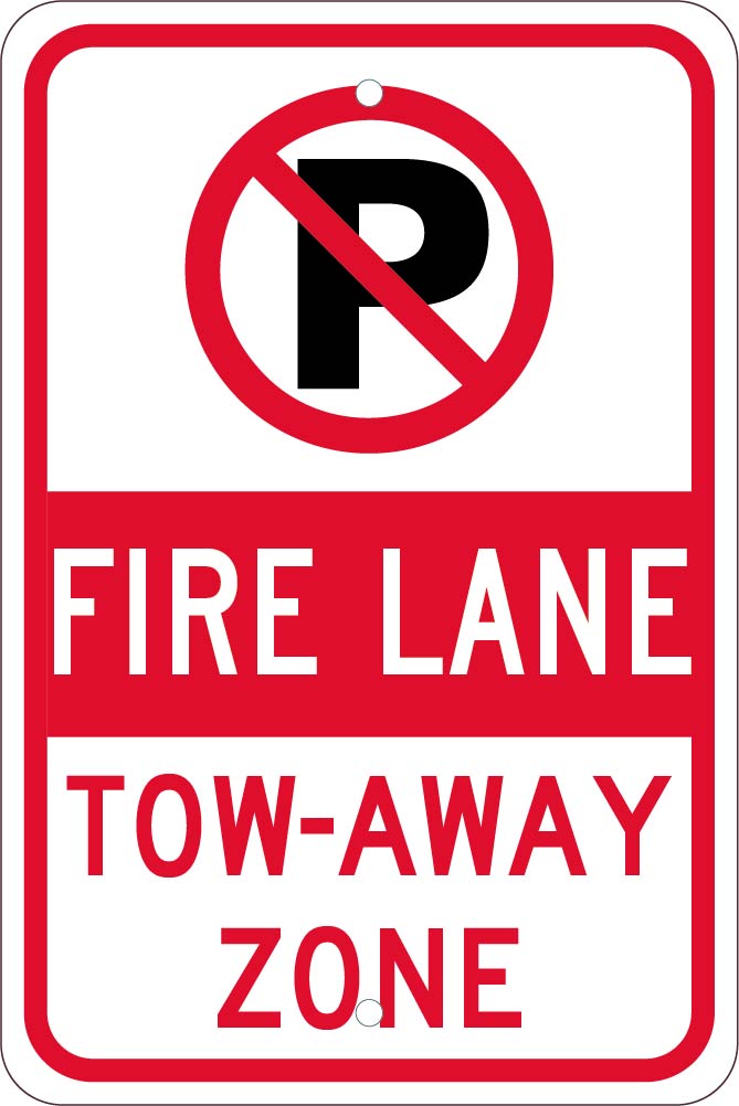No Parking Graphic, Fire Lane, Tow-Away Zone, 18X12, .080 Hip Ref Alum - TM062K-eSafety Supplies, Inc