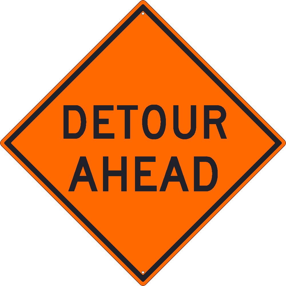 Detour Ahead Sign, 30X30, .080 Hip Ref Alum - TM176K-eSafety Supplies, Inc