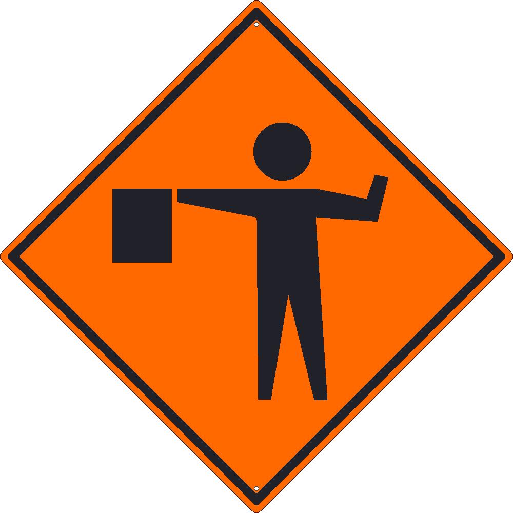 (Flagger Graphic)Sign, 30X30, .080 Hip Ref Alum - TM181K-eSafety Supplies, Inc