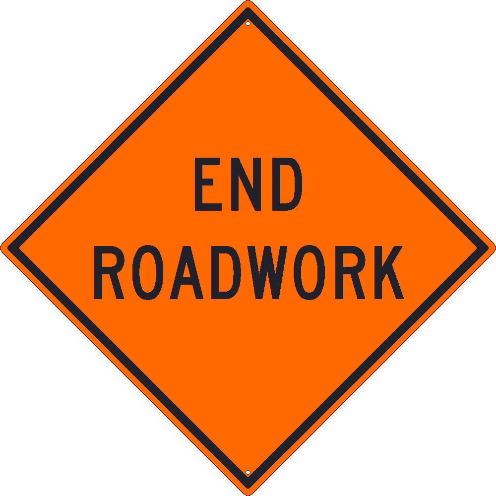End Roadwork Sign, 30X30, .080 Hip Ref Alum - TM191K-eSafety Supplies, Inc