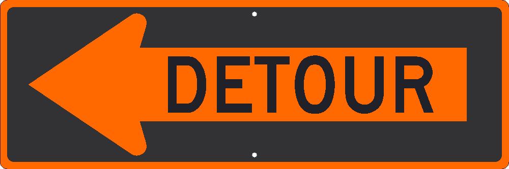 Detour Inside Arrow Left, 12X36 Sign,.080 Hip Ref Alum - TM194K-eSafety Supplies, Inc