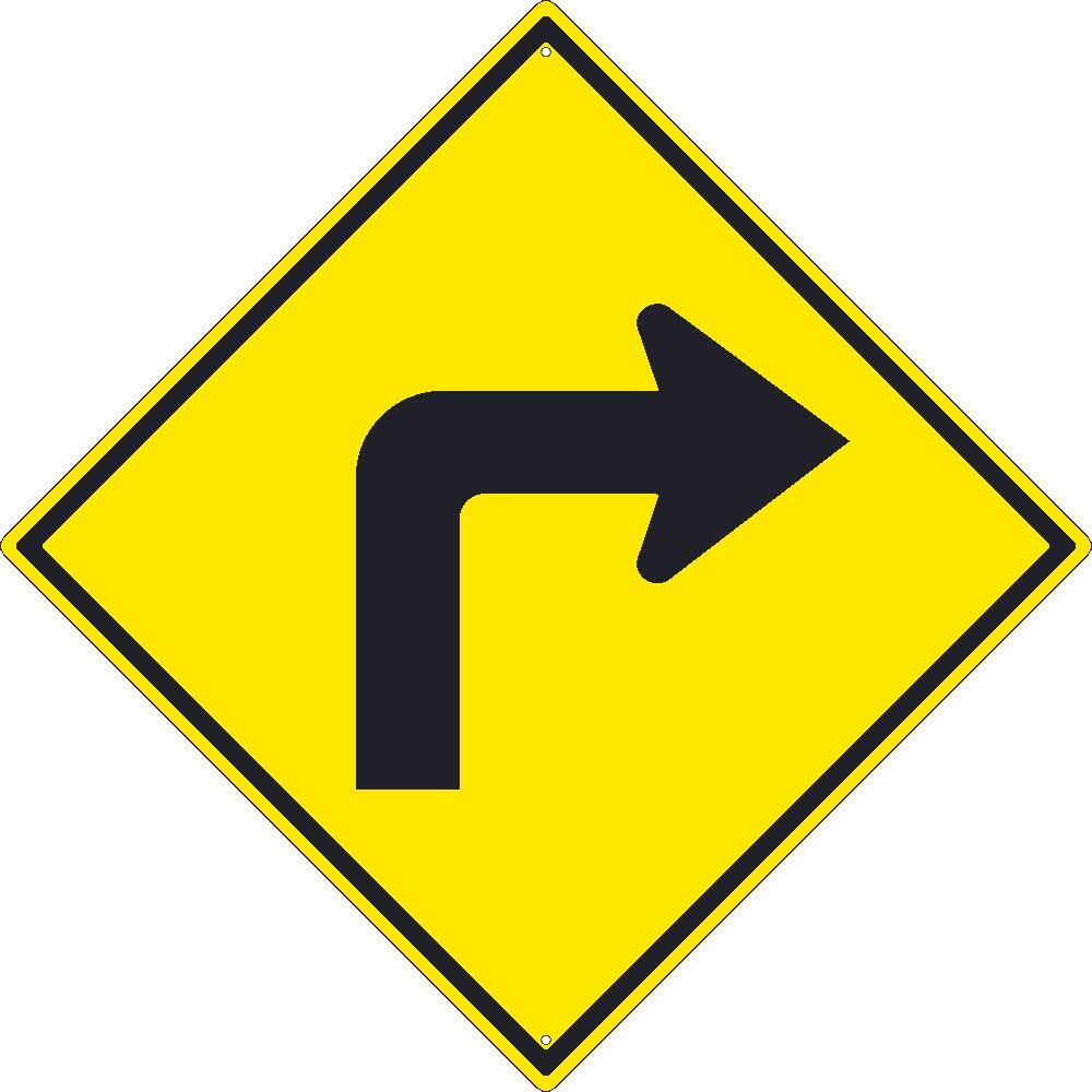 (Right Turn Arrow Graphic) Sign, 30X30, .080 Hip Ref Alum - TM240K-eSafety Supplies, Inc