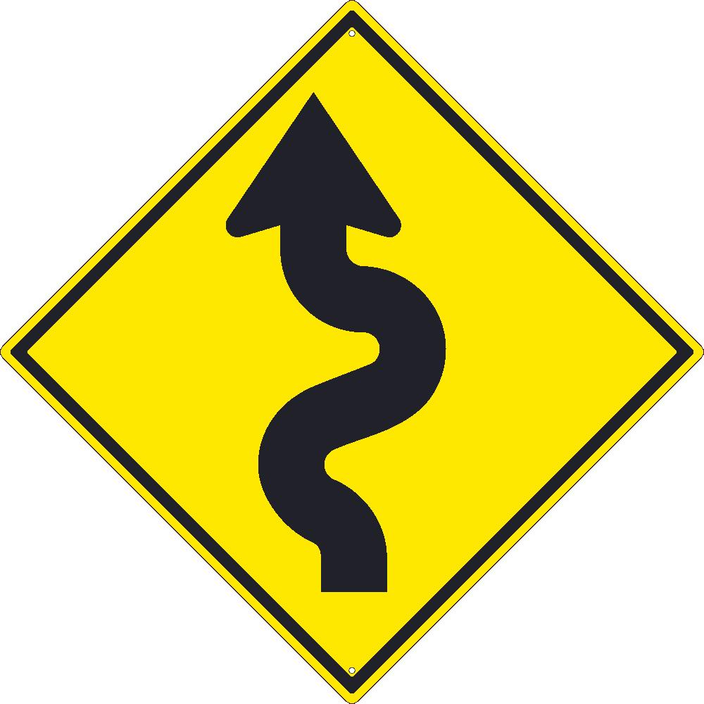 (Arrow Graphic Left)Winding Road Sign, 30X30, .080 Hip Ref Alum - TM241K-eSafety Supplies, Inc