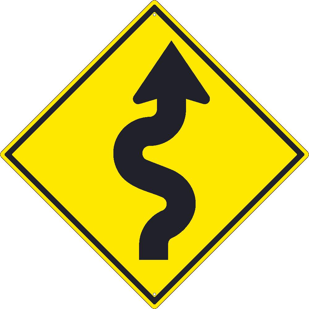 (Arrow Graphic Right) Winding Road Sign, 30X30, .080 Hip Ref Alum - TM242K-eSafety Supplies, Inc