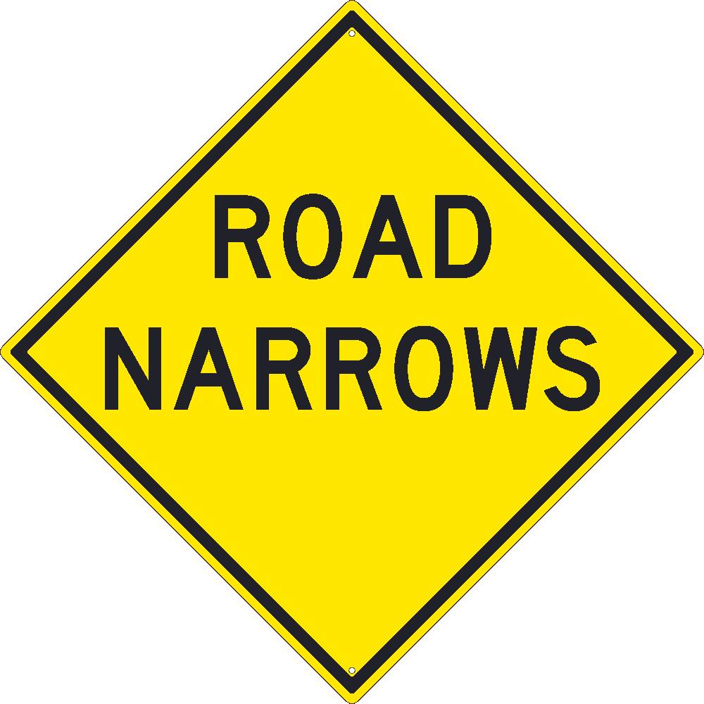 Road Narrows Sign, 30X30, .080 Hip Ref Alum - TM265K-eSafety Supplies, Inc