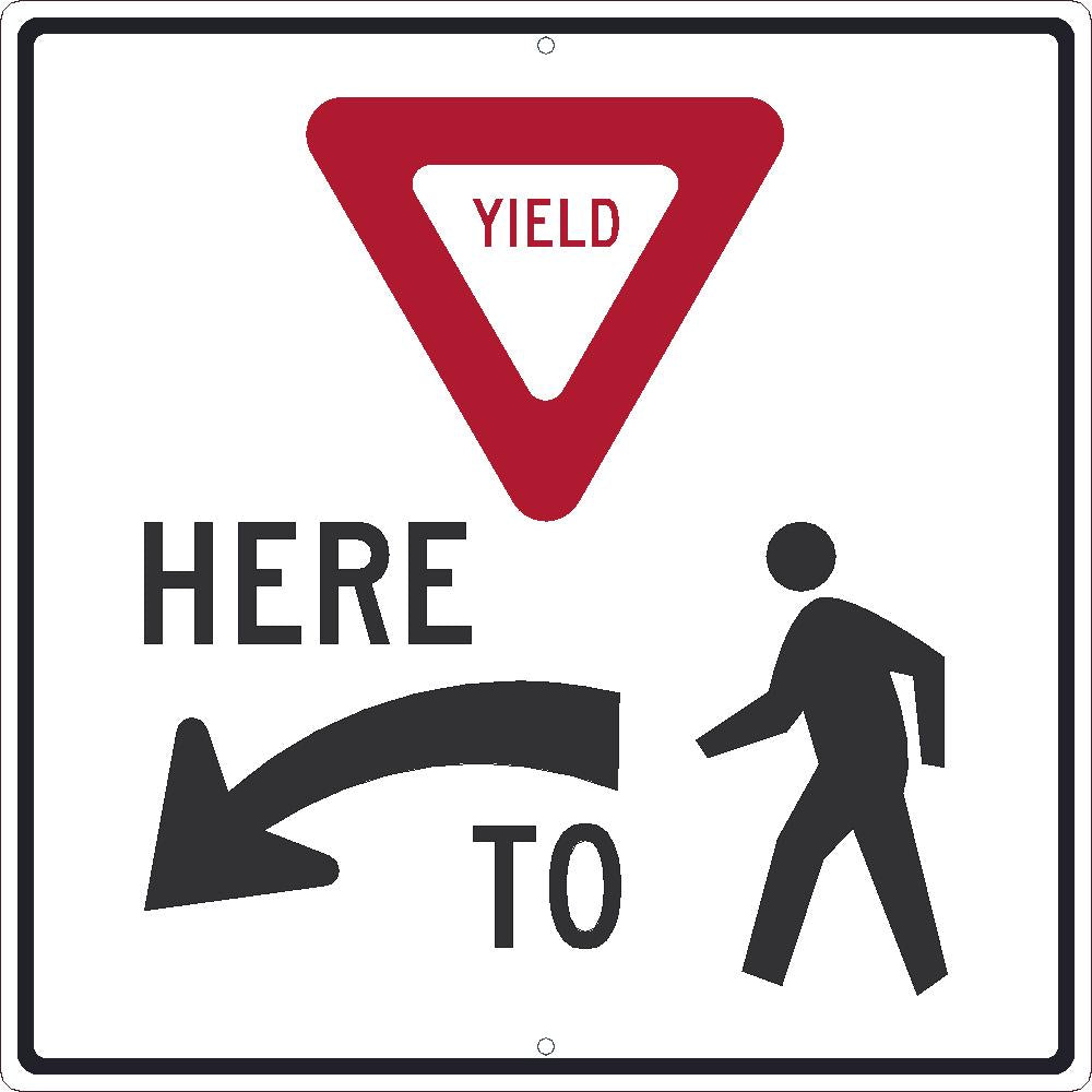 (Graphic Yield) Here (Arrow Symbol) To (Graphic Pedestrian), 24X24, .080 Egp Ref Alum - TM519J-eSafety Supplies, Inc
