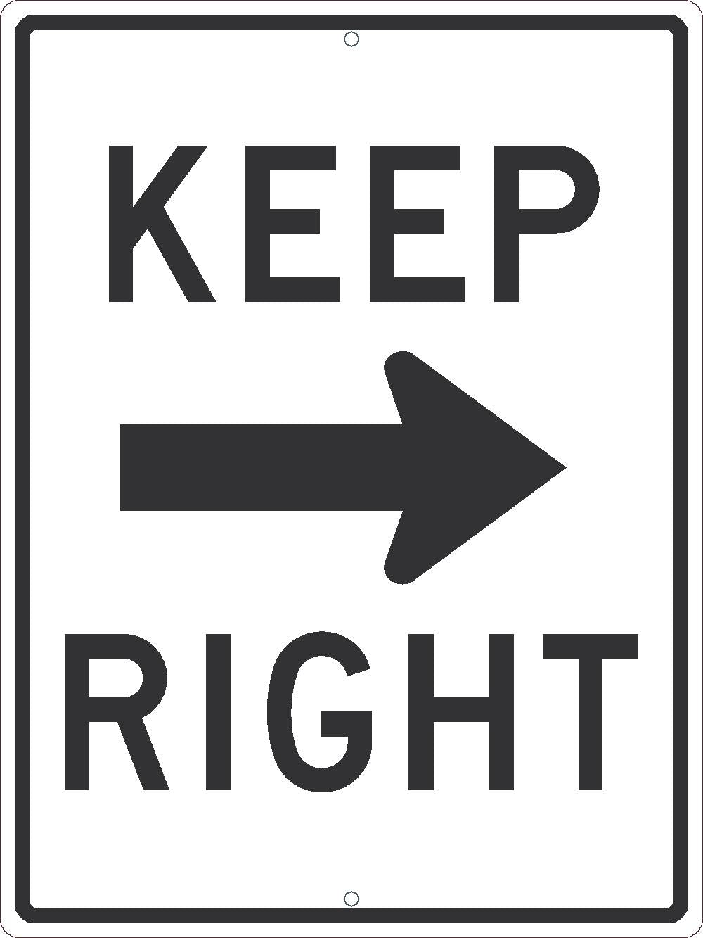 Keep Right(Arrow Graphic)Sign, 24X18, .080 Hip Ref Alum - TM530K-eSafety Supplies, Inc