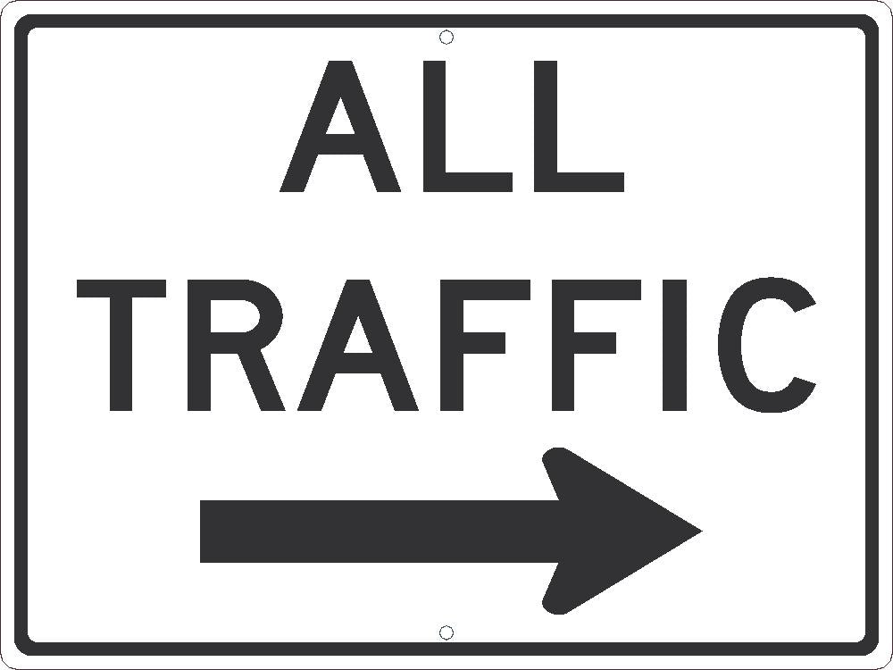 All Traffic(Graphic Arrow Right) Sign, 24X18, .080 Hip Ref Alum - TM536K-eSafety Supplies, Inc