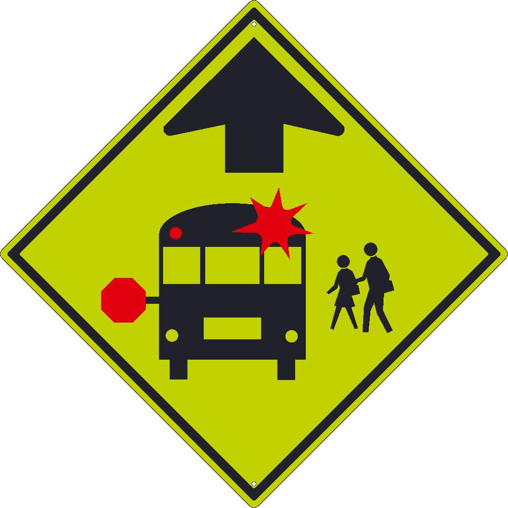 (Graphic School Bus Stop)Sign, 30X30,.080 Dg Ref Alum - TM603DG-eSafety Supplies, Inc