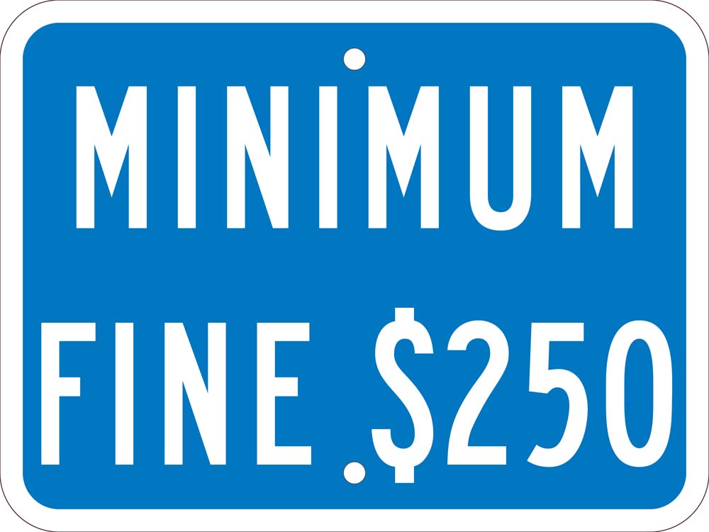 Minimum Fine $250 Ada Parking Sign California-eSafety Supplies, Inc