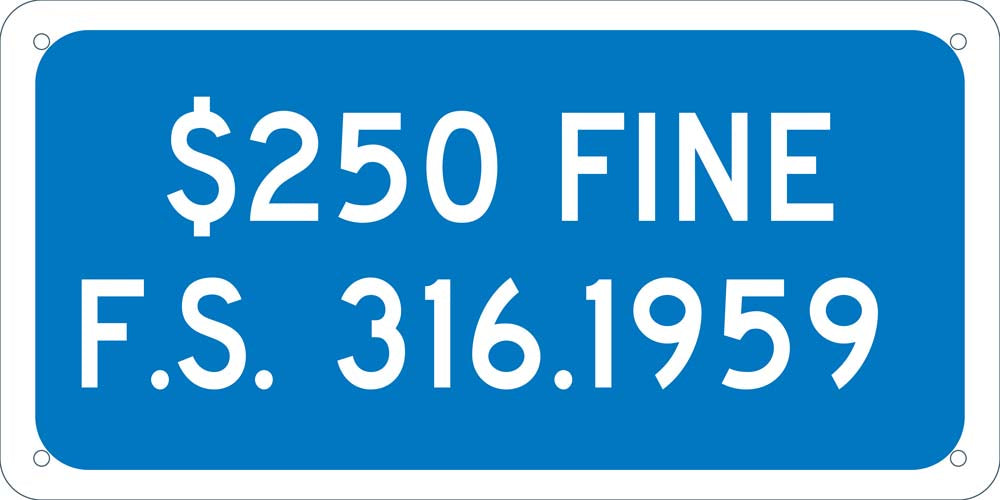 State Handicapped Parking Fine Florida Sign