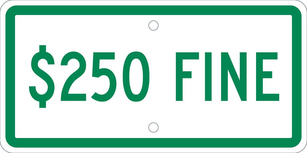 State Handicapped Parking Fine $250 Plaque-eSafety Supplies, Inc