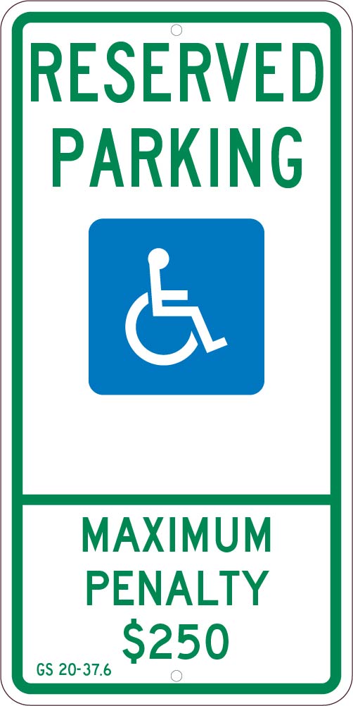 State Handicapped Reserved Parking Sign North Carolina Penalty-eSafety Supplies, Inc