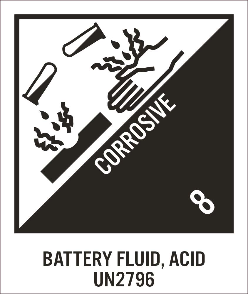 Corrosive Battery Fluid Acid Label - Roll-eSafety Supplies, Inc