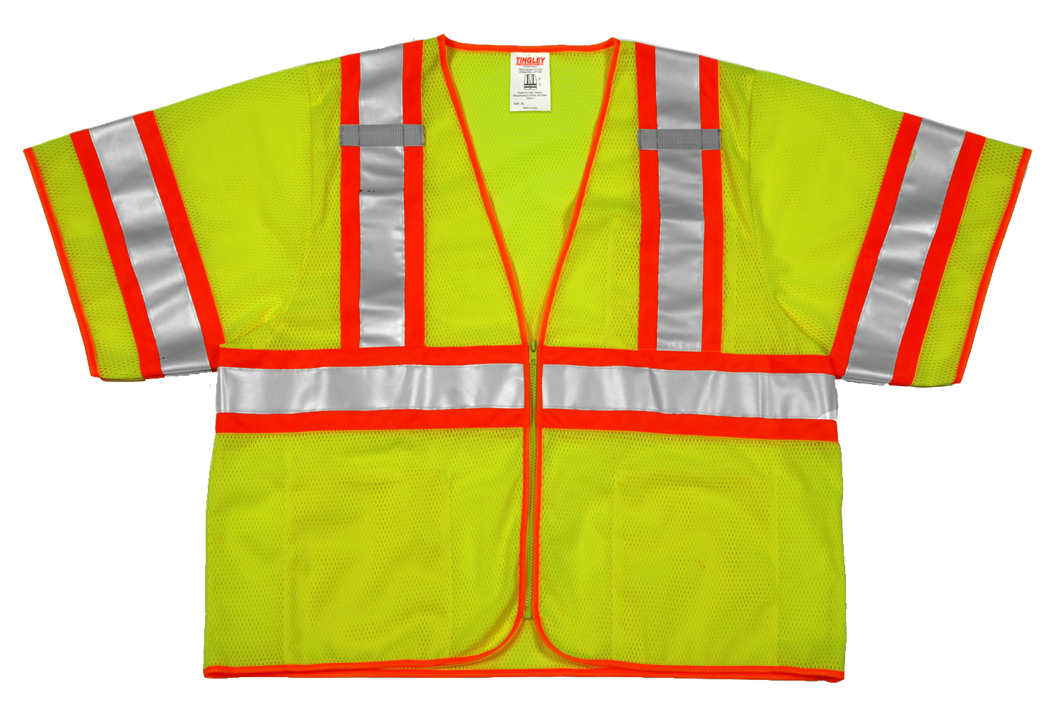 Type R Class 3 Vest - Fluorescent Yellow-Green - Polyester Mesh - Zipper Closure - 2 Mic Tabs - 4 Interior Pockets - Two-Tone Silver Reflective Tape-eSafety Supplies, Inc