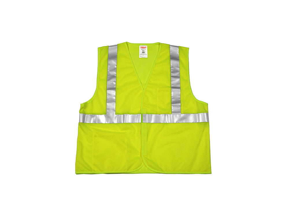 Type R Class 2 Vest - Fluorescent Yellow-Green - Polyester Mesh - Hook & Loop Closure - 2 Interior Pockets - Silver Reflective Tape-eSafety Supplies, Inc