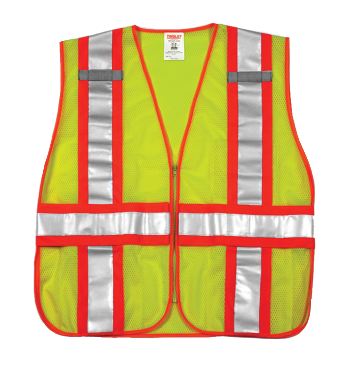 Type R Class 2 Adjustable Vest - Fluorescent Yellow-Green - Polyester Mesh - Zipper Closure - 2 Mic Tabs - 4 Interior Pockets - Two-Tone Silver Reflective Tape-eSafety Supplies, Inc