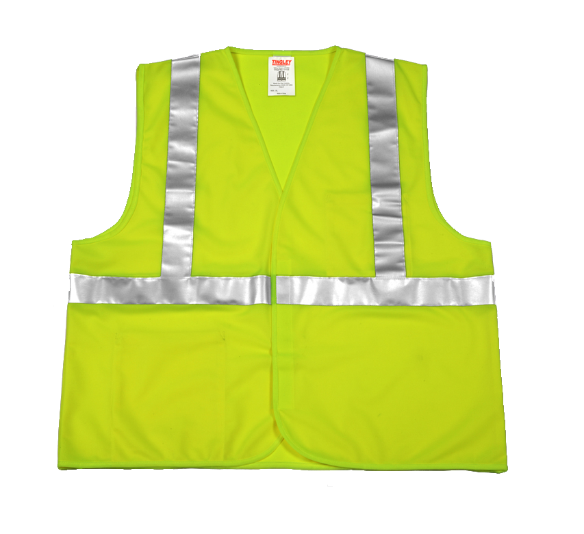 Type R Class 2 Vest - Fluorescent Yellow-Green - Polyester Solid - Hook & Loop Closure - 2 Interior Pockets - Silver Reflective Tape-eSafety Supplies, Inc