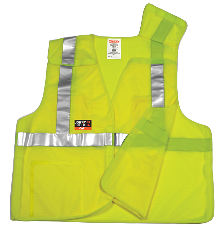 Type R Class 2 FR 5 Point Breakaway Vest - Fluorescent Yellow-Green - 55% Modacrylic/45% Cotton Solid Material - Flame & Arc Resistant-eSafety Supplies, Inc