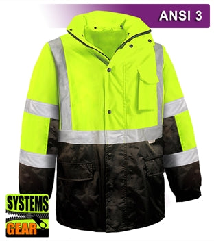 Safety Jacket: Hi Vis Parka: Breathable Waterproof Hooded: 2-Tone-eSafety Supplies, Inc