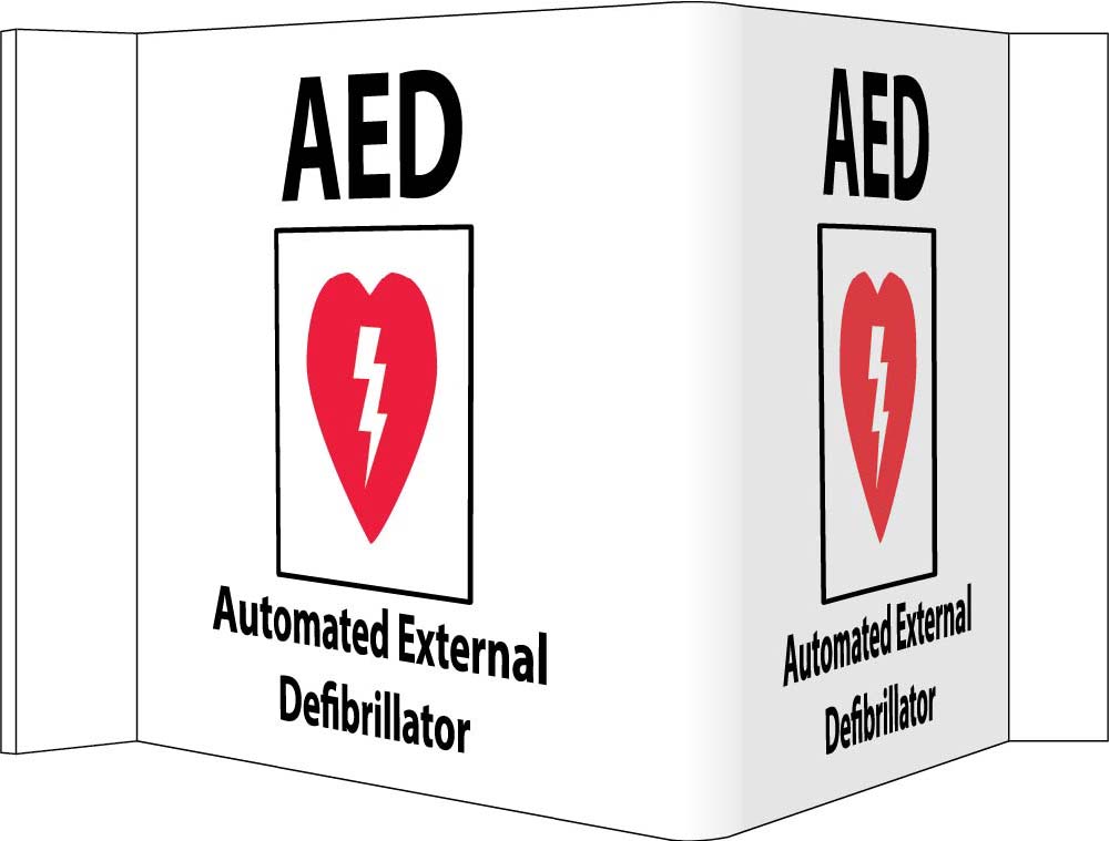 3-View Aed Automated External Defibrillator Sign-eSafety Supplies, Inc