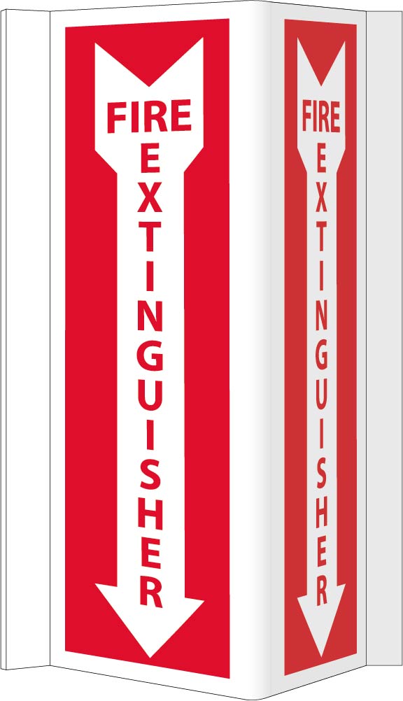 Visi, Fire Extinguisher, 16X8.75, Rigid Vinyl, White Arrow On Red - VS42R-eSafety Supplies, Inc