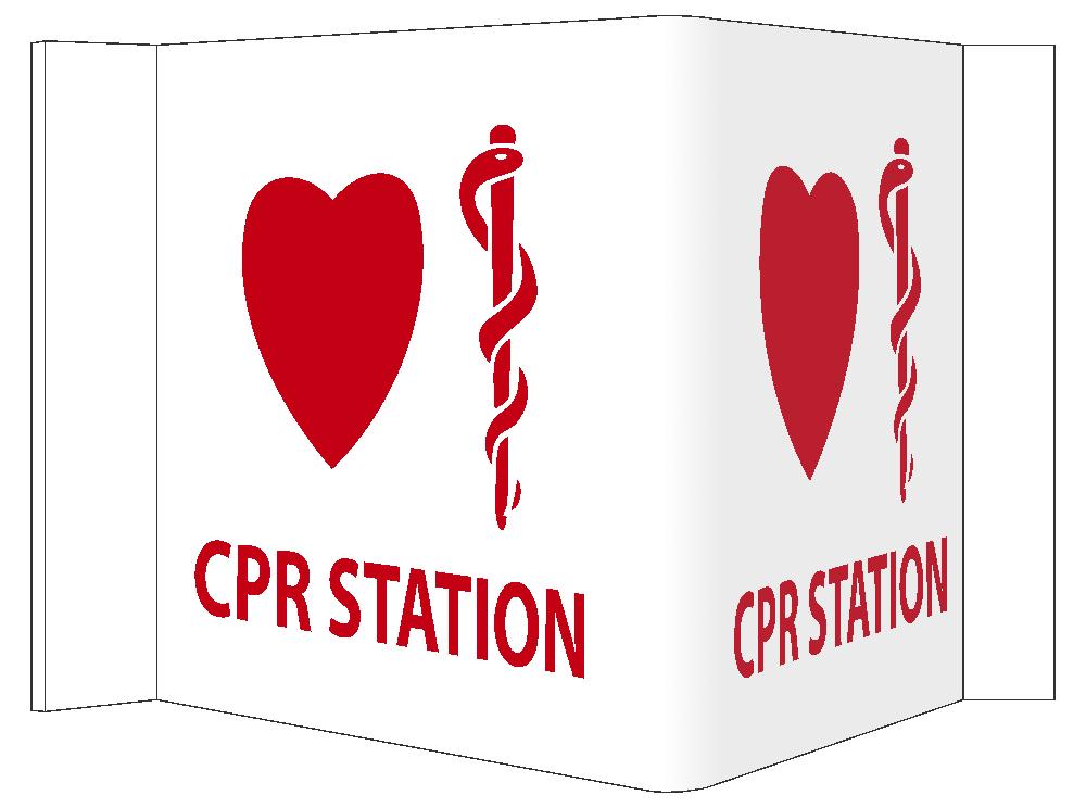 3-View Cpr Station Sign-eSafety Supplies, Inc