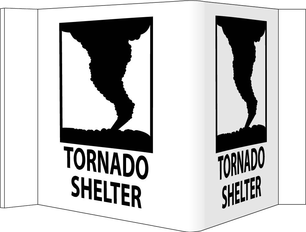 3-View Tornado Shelter Sign-eSafety Supplies, Inc