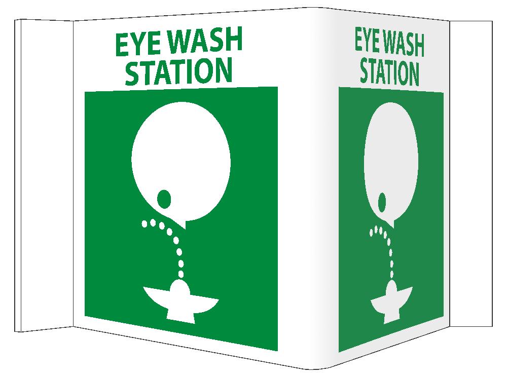 3-View Eye Wash Station Sign-eSafety Supplies, Inc