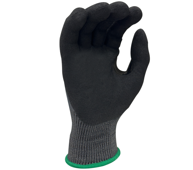 Versus Plus® - 15 Gauge Dark Blue Turnbull® shell, Black Sandy-Foam Nitrile palm coated, Reinforced Thumb Saddle, ANSI Cut A3 - Dozen