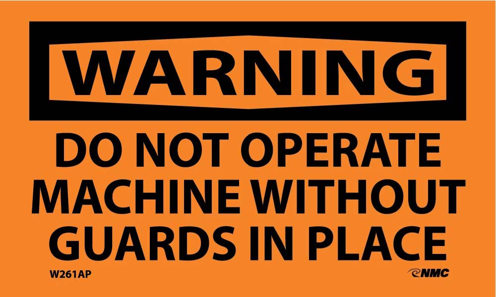 Machine Without Guarding Example Warning Do Not Operate Machine Without Guards Label - 5 Pack