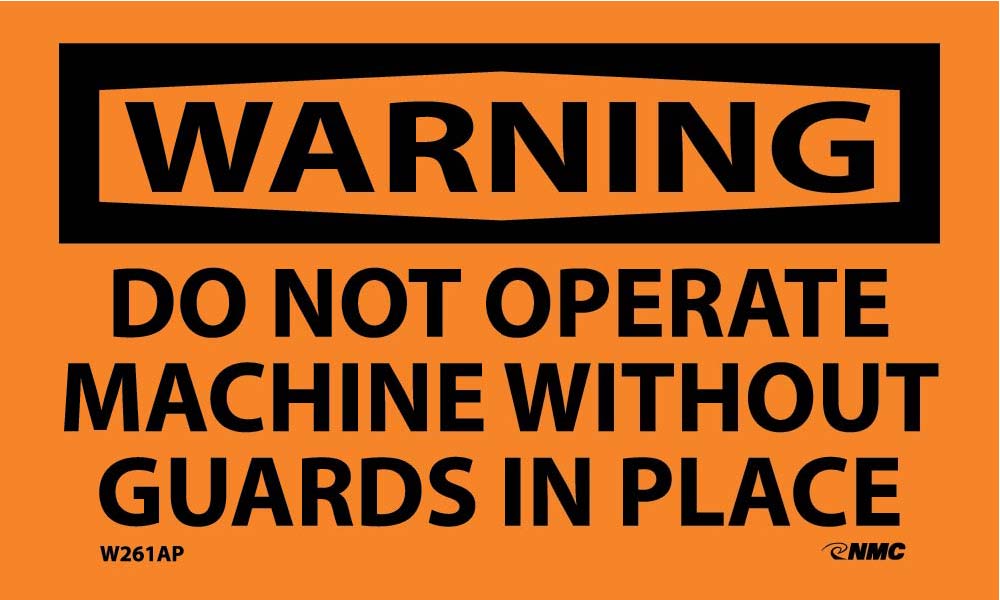 Warning Do Not Operate Machine Without Guards Label - 5 Pack-eSafety Supplies, Inc