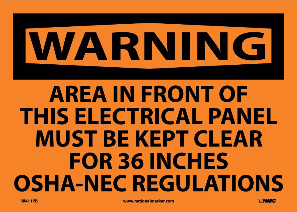 Warning Electrical Panel Must Be Kept Clear Sign-eSafety Supplies, Inc